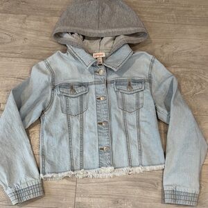 Light Blue Denim Kids Jacket with Gray Hood